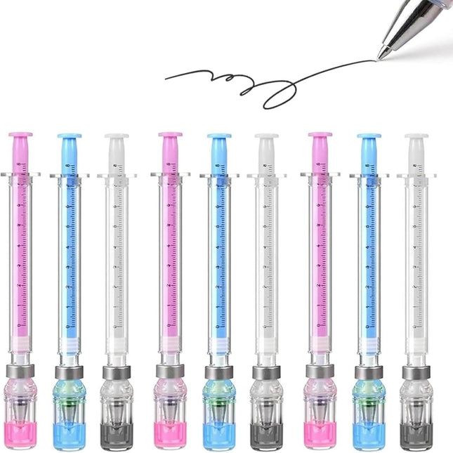 9-Pack Syringe-Shaped Gel Ink Ballpoint Pens