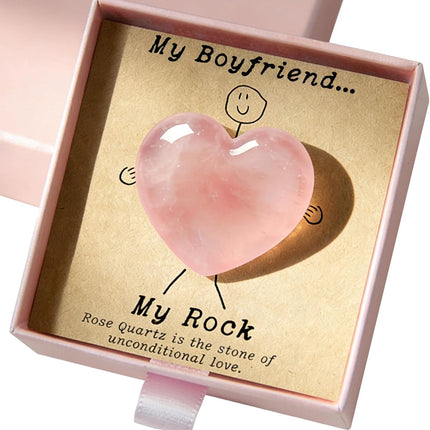 Rose Quartz Heart Pocket Hug Gift for Boyfriend