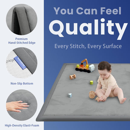 Ultra Soft 1.3 Inch Thick Baby Play Mat, 50 x 50, Dark Grey