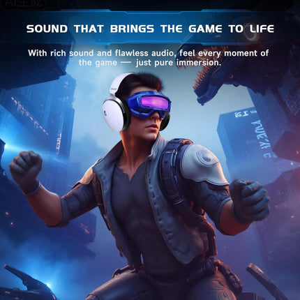 2.4GHz Wireless Tri-Mode Gaming Headset with Noise Canceling Mic - White