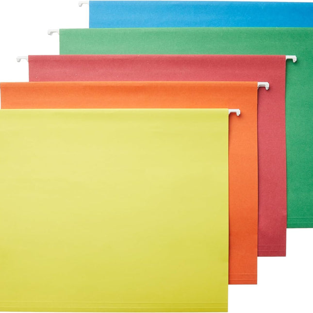 Hanging File Folders with Adjustable Tabs, Letter Size, Assorted Colors, 25-Pack