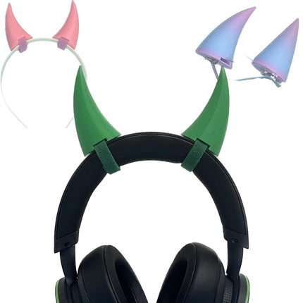 Green Demon Horns Pair for Headset or Cosplay
