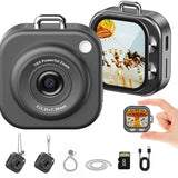 Mini Keychain Digital Camera, 1080p Pocket-Size Camera Charm with 32GB Card and Chain, Black