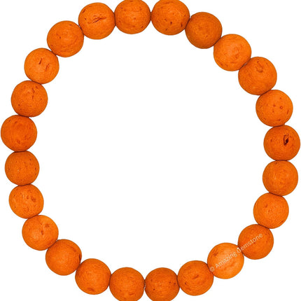Orange Lava 8mm Gemstone Crystal Stretch Bracelet