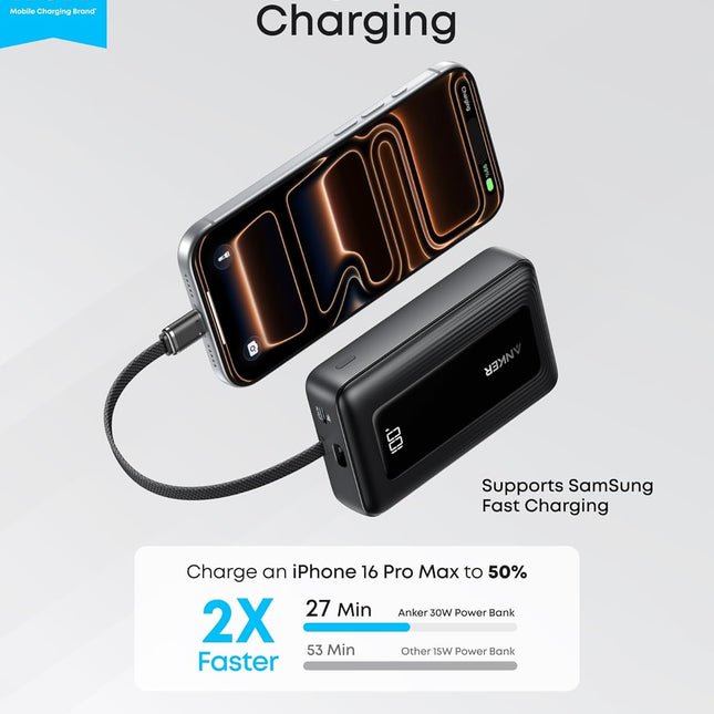 10,000mAh 30W USB-C Portable Charger Power Bank