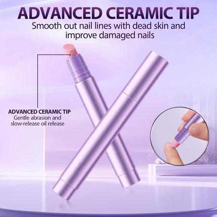 3-Piece 2-in-1 Ceramic Cuticle Pusher and Oil Pen Set