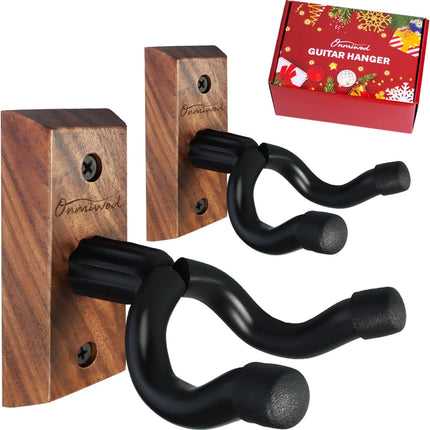 Guitar Wall Mount 2 Pack, Black Walnut Wood Guitar Hanger