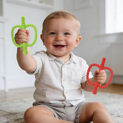 Apple Shape Silicone Hollow Teether Tubes, 2 Pack
