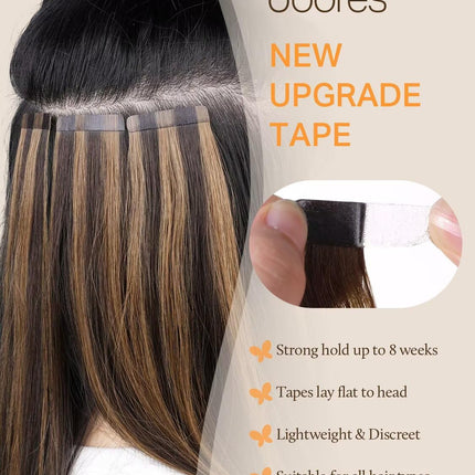 Jet Black 20 Inch Human Hair Tape-In Extensions, 50g 20pcs