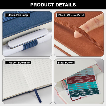 SourcetoHome (3 Pack) Lined Journal Notebook with Pen, A5 (5.7"x8.4") Leather Hardcover Journaling Notebooks for Women Men Work, 160 Pages per Note Book, 100GSM Paper, School Office Supplies, Black - supplement facts label