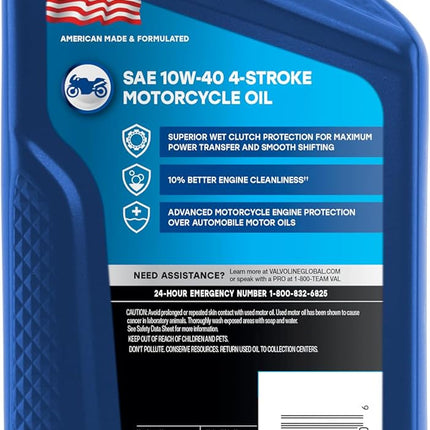 DriveForge ForjaRuta Valvoline 4-Stroke Motorcycle 10W-40 Motor Oil 1 Quart — Auto & Moto
