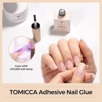5-in-1 Brush-On UV Nail Glue Gel for Tips & Press-Ons, 15ml