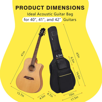 HomeChef ChefDelHogar 40 41 42 Inch Acoustic Guitar Bag, Oxford Fabric with 0.35" Thick Padding — Kitchen & Home