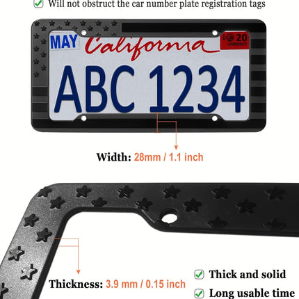 DriveForge ForjaRuta BGGTMO American Flag License Plate Frame- 2 Pack Patriotic ABS Plastic Car — Auto & Moto