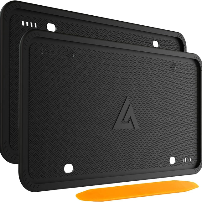Black Silicone License Plate Frames, 2 Pack