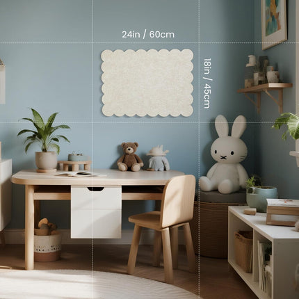 Scalloped Felt Bulletin Board, 24 x 18 Inches, Oatmeal