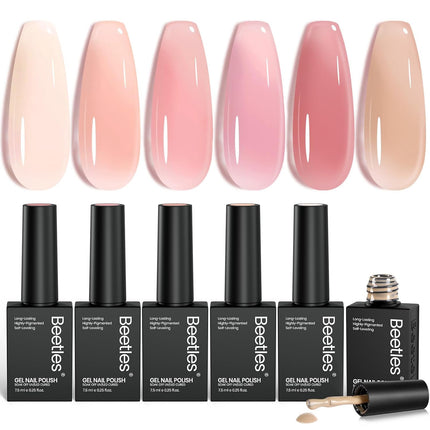 Nude Gel Nail Polish Set - 6 Sheer Neutral Colors