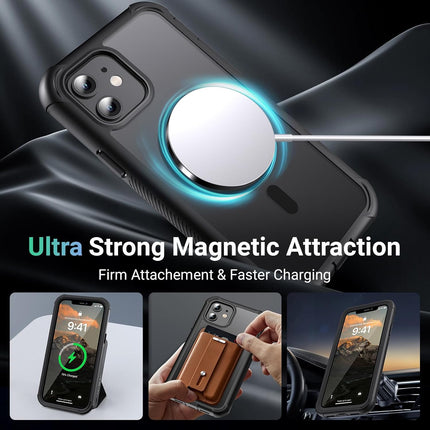 Magnetic 2-Layer 6.1-Inch 12/12 Pro Phone Case - Black