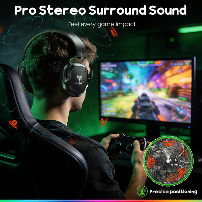 Wireless Gaming Headset for PC, PS5, PS4, Switch & Mac