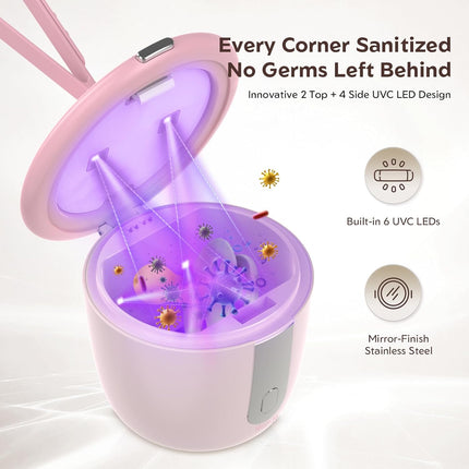 Portable Pink Pacifier Sanitizer with Smart Display