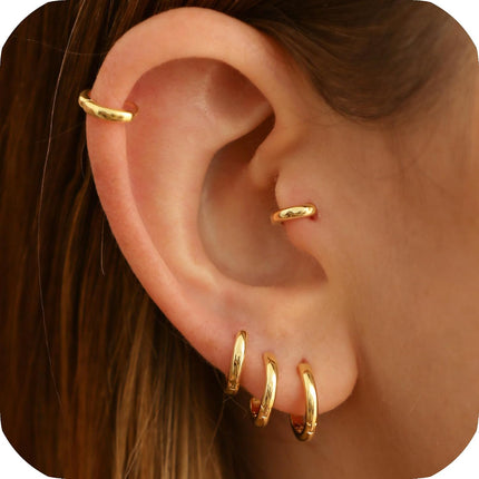 925 Sterling Silver 18K Gold Plated 6mm Huggie Hoop Earrings
