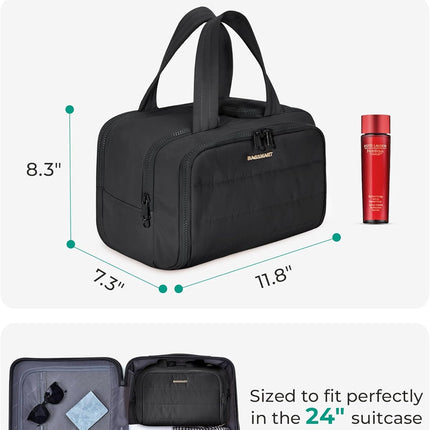 Lightweight Large Wide-Open Travel Toiletry Bag in Black