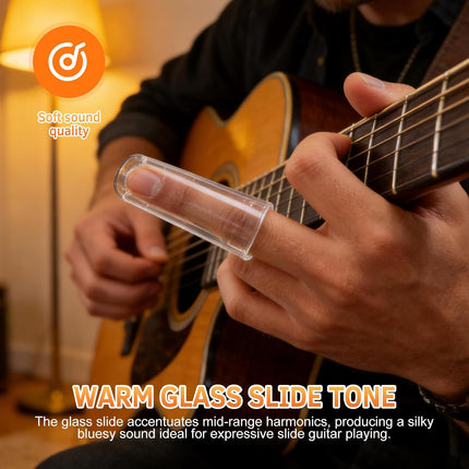 2-Piece Glass & Stainless Steel Guitar Slide Set for Guitar & Bass
