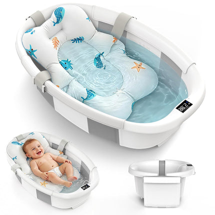 Collapsible Baby Bathtub for Newborns to Toddlers, Grey