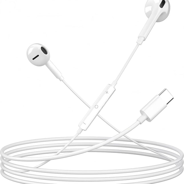 5 Pack USB-C Wired Earbuds with Microphone and Volume Control, 4 ft