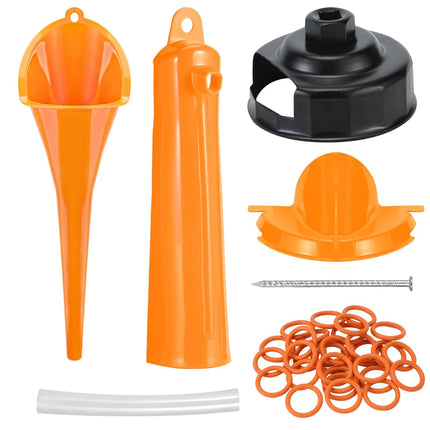 Complete Motorcycle Oil Change Tool Set with Filter Cap Wrench, Fill Tools & 30 O-Rings