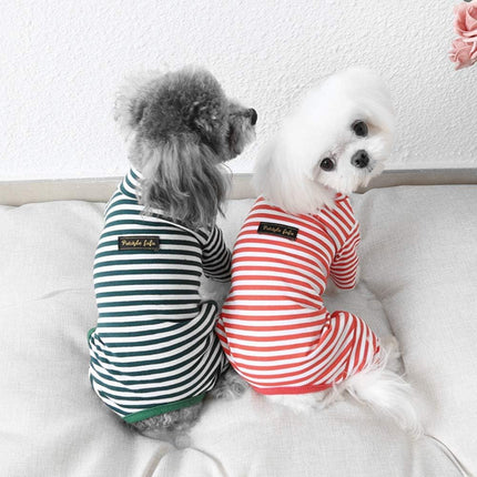 Soft Cotton Striped Dog Pajamas for Small Dogs, Cats, and Puppies, 2-Pack