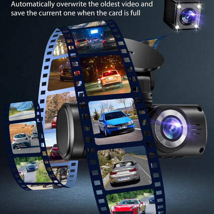 1080P 3-Channel Dash Cam with Front, Rear and Inside Recording