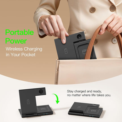 New Travel Portable Wireless Charger 3-in-1 Charging Stand for Multiple Devices