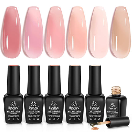 Nude Gel Nail Polish Set - 6 Sheer Jelly Colors