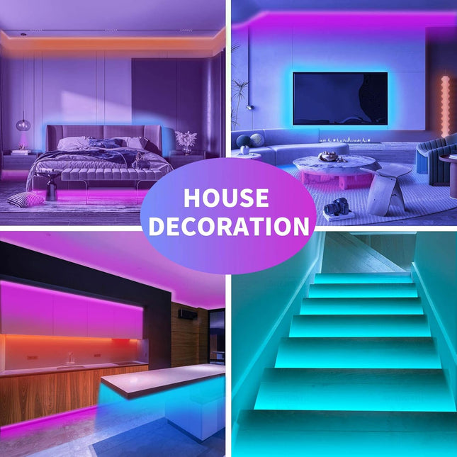 100 ft RGB LED Strip Lights with Music Sync, App Control and Remote