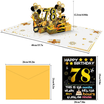 78th Birthday 3D Pop Up Card with 1948 Gold Retro Theme