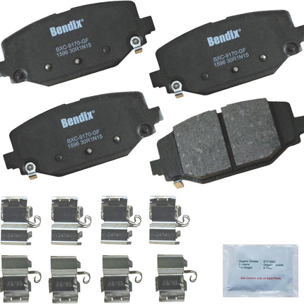 Ceramic Rear Brake Pads Set with Installation Hardware