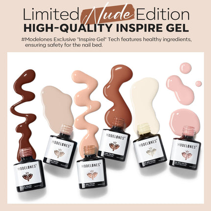Nude Gel Nail Polish Set - 6 Neutral Milky White, Pink and Brown Colors