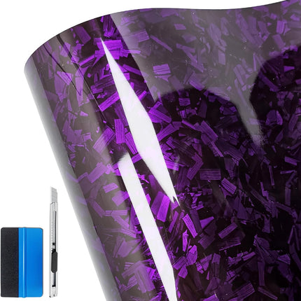 Forged Gloss Carbon Fiber Vinyl Wrap Roll, Purple, 1 ft x 3.5 ft