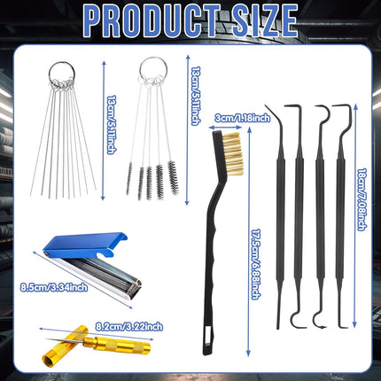 9-Piece Carburetor Jet Cleaning Tool and Welding Tip Cleaner Kit