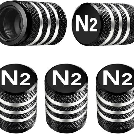 DriveForge ForjaRuta Tire Valve Stem Caps Cover - (5 Pack) Tire Air Cap N2 Nitrogen Metal with — Auto & Moto