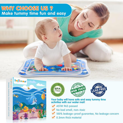 Inflatable Tummy Time Baby Water Play Mat for 3-24 Months