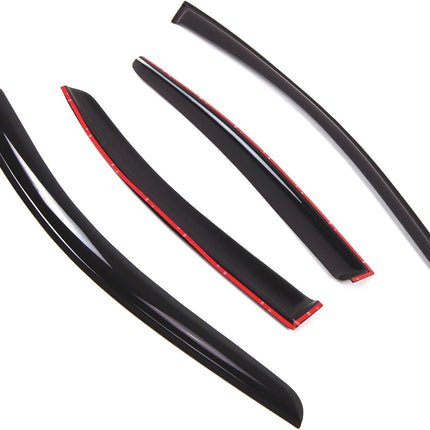 Outside Mount Window Vent Visors Rain Guards, Black Tinted 4-Piece Set