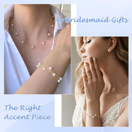 18K Gold Plated 6 mm Pearl Bracelets for Women