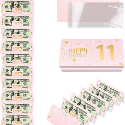 SourceToHome FuenteACasa Pink 11th Birthday Money Envelope for Cash Gift Holder with Greeting Card — Home & Lifestyle