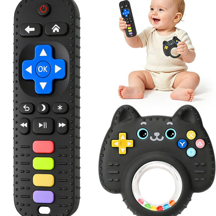 2-Pack BPA-Free Silicone Remote Control Rattle Teether Toys