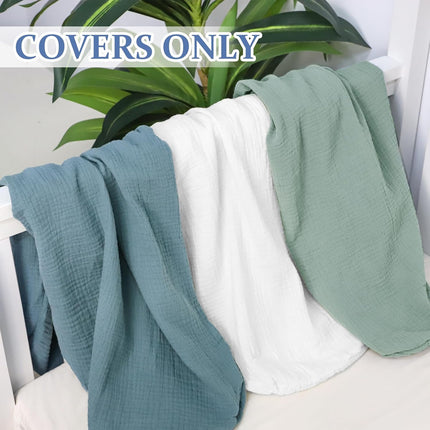 Muslin Baby Lounger Cover Soft Organic Cotton Slipcover Fits Newborn Lounger for Baby Boys and Girls (White)