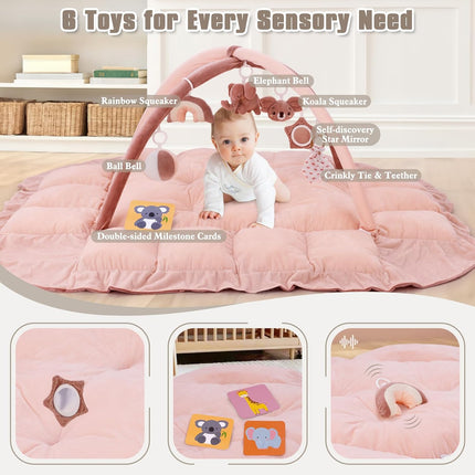 5-in-1 Plush Baby Play Gym, Pink