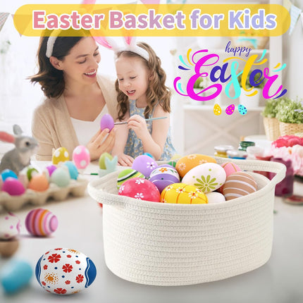Medium Woven Cotton Rope Gift Basket with Handle