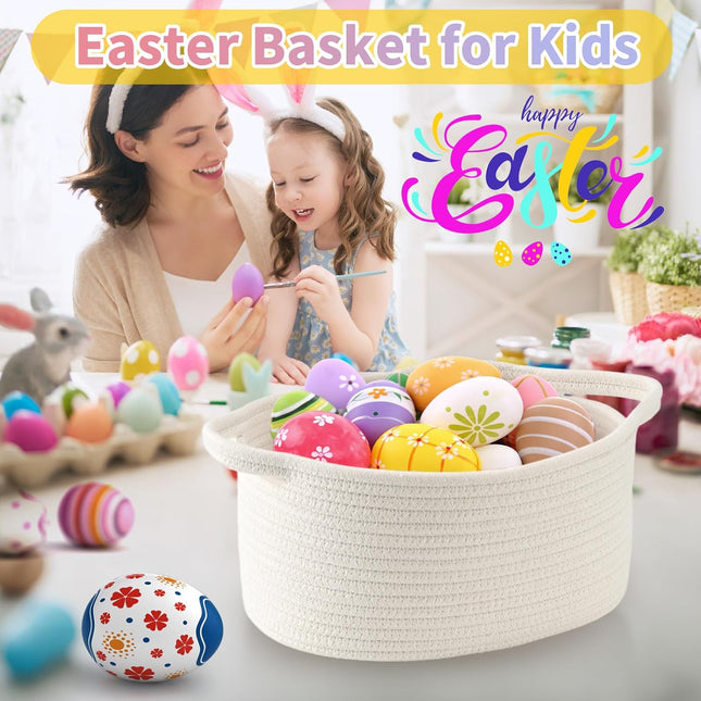 Medium Woven Cotton Rope Gift Basket with Handle